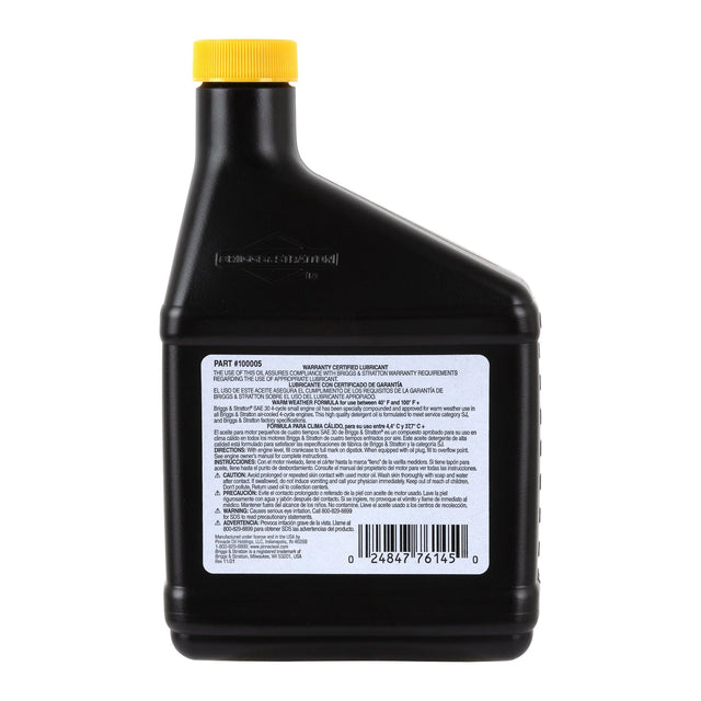 100005 - ENGINE OIL, 4 CYCLE 30W 180Z. - BRIGGS & STRATTON
