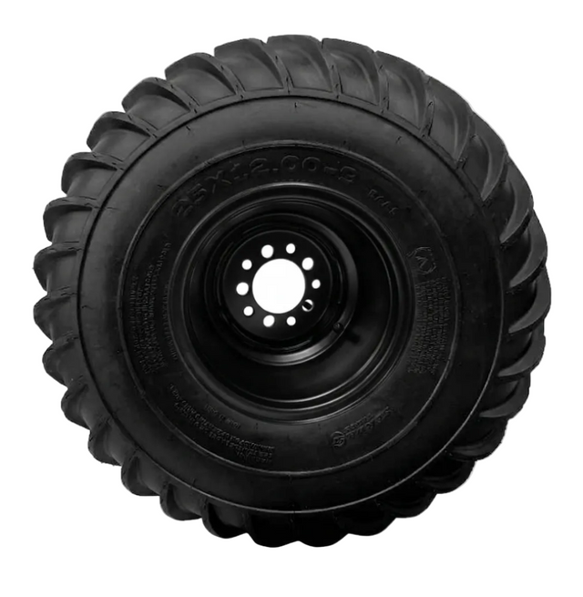 WHEEL & SERWA TIRE, 25x12-9, 9" OFFSET STEEL RIM