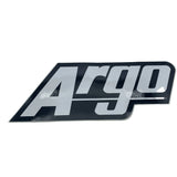 A black and white Argo logo decal or sticker shown on a plain light gray background. 080-0353 - DECAL, TAILGATE-ARGO - ARGO PARTS