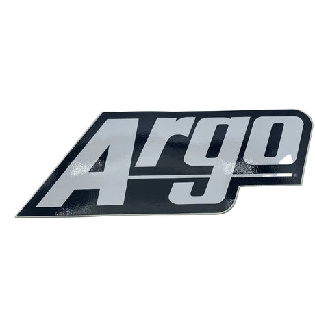 A black and white Argo logo decal or sticker shown on a plain light gray background. 080-0353 - DECAL, TAILGATE-ARGO - ARGO PARTS