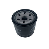 A black cylindrical automotive oil filter with a threaded center and white printed specifications, photographed on a light gray surface. 0812-110 - FILTER, OIL - ARCTIC CAT PARTS
