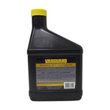 A black plastic bottle of Vanguard Full Synthetic SAE-30 4-Cycle Engine Oil with a bright yellow cap and a yellow and black label, shown against a plain white background. 100400 - ENGINE OIL, SYNTHETIC 4 CYCLE SAE 30 180Z. - BRIGGS & STRATTON