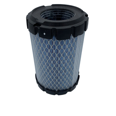 A cylindrical replacement air filter with a black plastic top and bottom and a blue-and-white mesh body, shown on a light gray background. 11013-0807 - ELEMENT-AIR FILTER - KAWASAKI ENGINE PARTS