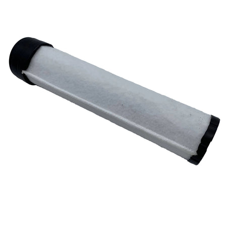 A cylindrical replacement filter cartridge with a white pleated filter body and black plastic end caps, shown on a plain light gray background. 11013-7019 - ELEMENT-AIR FILTER - KAWASAKI ENGINE PARTS