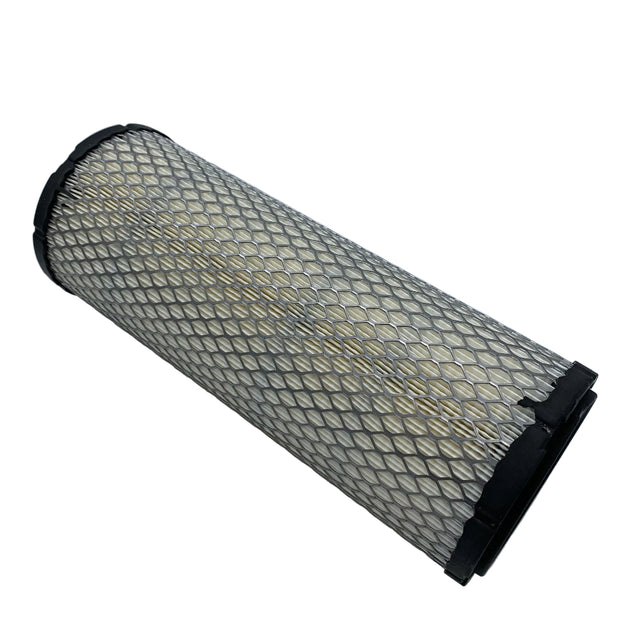 A cylindrical pleated air filter with a black plastic end cap, shown diagonally on a light gray background. 11013-7020 - ELEMENT-AIR FILTER - KAWASAKI ENGINE PARTS