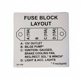 127-154 - LABEL, FUSE PANEL 20/50 AMP - ARGO PARTS 