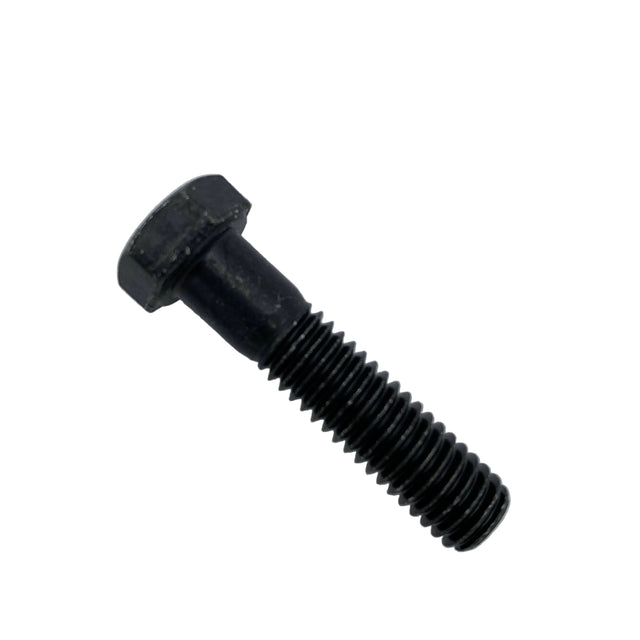 A single black metal hex bolt with a threaded shank, photographed on a plain off-white surface. 200-0016-163-025 - HHCS, 3/8-16x1.625 GR8 BNZ - ARGO PARTS