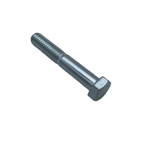 A single silver metal hex bolt with a threaded shank, photographed on a plain light gray surface. 200-0056-225-S05 - HHCS, 3/8-16 x 2.25 ZN - ARGO PARTS