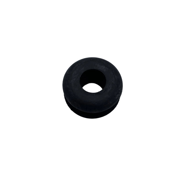A small black rubber O-ring or spacer with a hollow center, placed on a light gray surface. 200-0148-003-S05 - GROMMET, ROUND 0.38X0.88X0.44 - ARGO PARTS