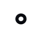 A small black circular washer with a hollow center, placed on a light gray surface. 200-0194-010-S10 - WASHER, FLAT 0.312 X 0.734 X 0.062 - BOC - ARGO PARTS