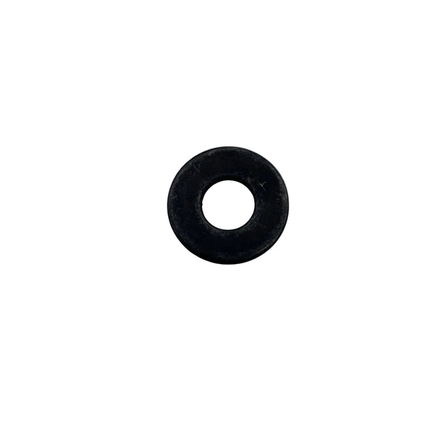 A small black circular washer with a hollow center, placed on a light gray surface. 200-0194-010-S10 - WASHER, FLAT 0.312 X 0.734 X 0.062 - BOC - ARGO PARTS