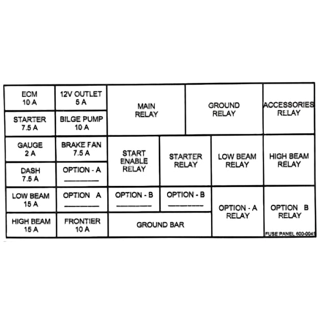 600-0041 - LABEL, FUSE PANEL - FRONTIER - ARGO PARTS 