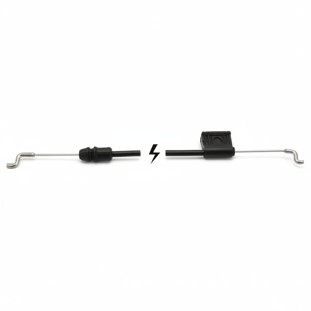 snowblower discharge chute cable on white background.  74130158 - DISCHARGE CHUTE CABLE - RAMMY PARTS
