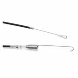 A fishing line leader with a black and silver leader rod and a silver metal hook, shown against a plain white background. 74130159 - CLUTCH CABLE - RAMMY PARTS