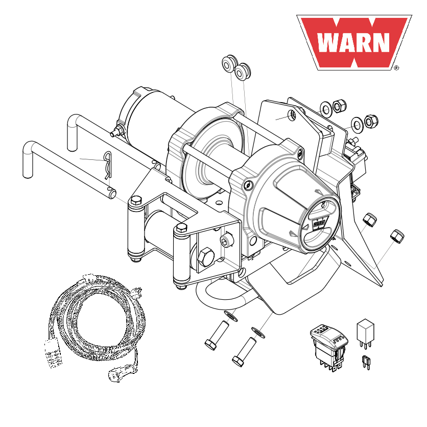 900-0229 - ACC, WINCH KIT, WARN VRX35 CABLE - AURORA 800 KAWASAKI (2021+) - ARGO PARTS 