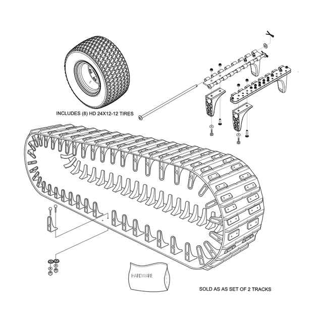 958-88HD - ACC, 18" RUBBER TRACK SET - HEAVY DUTY - XT - W/ TIRES - ARGO PARTS 